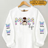 Mom Life Messy Bun With Grandkids Butterflies Personalized 3D Sweater NTN17JAN23VA2 3D Sweater Humancustom - Unique Personalized Gifts