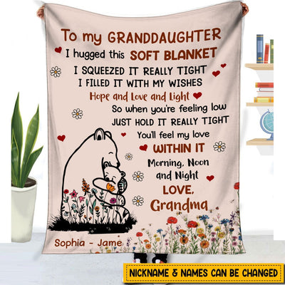 Personalized Bear To My Granddaughter Hug This Blanket NTN20FEB23KL1 Fleece and Sherpa Blanket Humancustom - Unique Personalized Gifts