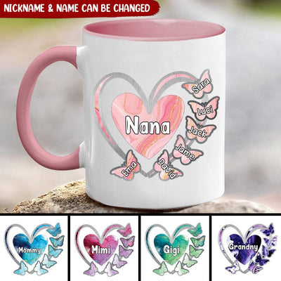 Grandma, Mom, Nana Heart Butterfly Kids - Personalized Accent Mug NTN20JUN23NA2