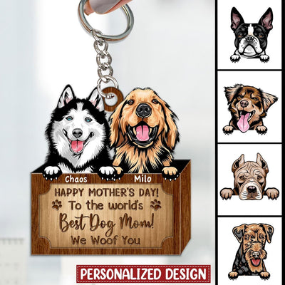 Personalized Happy Mother's Day! To the world's Best Dog Mom We Woof You Keychain NTN20MAR23KL4 Acrylic Keychain Humancustom - Unique Personalized Gifts Acrylic 1 Keychain