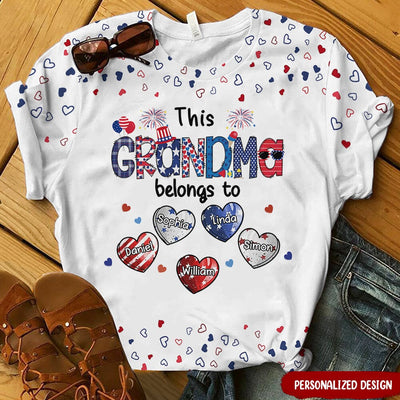 Personalized This Grandma Belongs To Sweet Heart Grandkids 4th Of July 3D T-shirt NTN21JUN23NY1