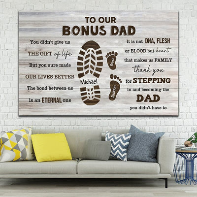 Father's Day Gift - Step Dad - To Our Bonus Dad Personalized Canvas NTN23MAY23VA1