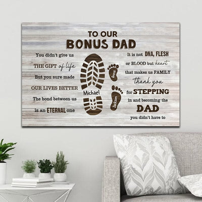Father's Day Gift - Step Dad - To Our Bonus Dad Personalized Canvas NTN23MAY23VA1