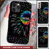 Personalized Grandma With Kid Name Tie Dye Sunflower Phone Case NTN24MAR23KL1 Silicone Phone Case Humancustom - Unique Personalized Gifts