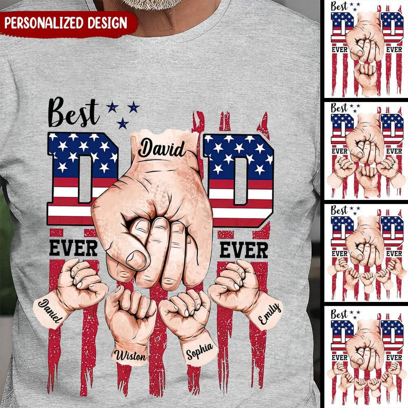 Discover Dad Ever Hand To Hands American Flag Personalized Custom T-Shirt