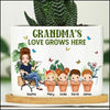 Personalized Grandma's Love Grows Here Cute Grandkids Ceramic Plant Pot NTN29MAR23XT1 Ceramic Plant Pot Humancustom - Unique Personalized Gifts