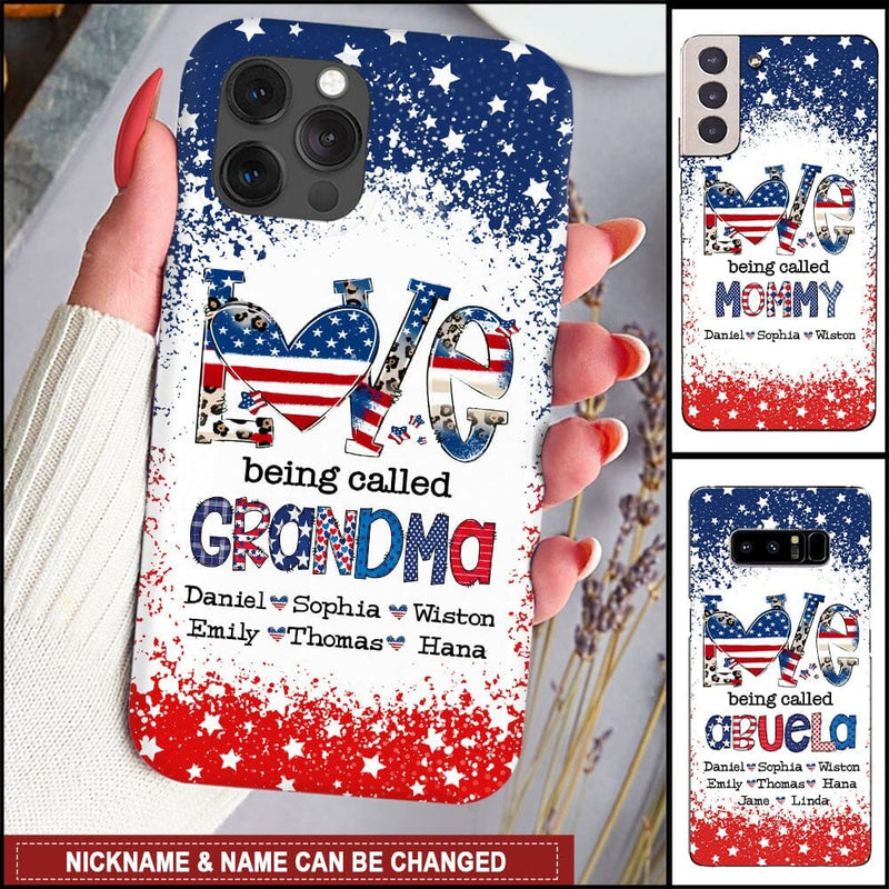 Discover Love Being Called Grandma Nana Mommy And Grandkids American Flag Personalized Phone Case