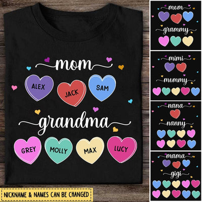 Mom Grandma Heart Personalized T-Shirt Perfect Gift for Mother's Day NTN31JAN23TT2 Black T-shirt and Hoodie Humancustom - Unique Personalized Gifts Classic Tee Black S
