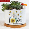 Personalized Grandma's Garden Sunflower With Honey Grandkids Ceramic Plant Pot NTN31MAR23NY1 Ceramic Plant Pot Humancustom - Unique Personalized Gifts Ceramic Pot 1 Ceramic Pot