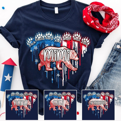 Grandma bear with Grandkids American flag Independence day Personalized T-Shirt NTP24JUN21TQ1 2D T-shirt Dreamship