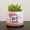 Doll Mom & Daughter Sitting Under Tree, Forever Linked Together, Mother's Day Gift Personalized Plant Pot NVL01APR23TP2 Ceramic Plant Pot Humancustom - Unique Personalized Gifts