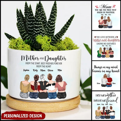 Mother And Daughters Best Friends Forever From The Heart Personalized Plant Pot NVL01APR23VA2 Ceramic Plant Pot Humancustom - Unique Personalized Gifts Ceramic Pot 1 Ceramic Pot