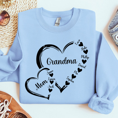 Personalized Mom Grandma And Grandkids Hearts Gift For Grandma Sweatshirt NVL01DEC23KL3