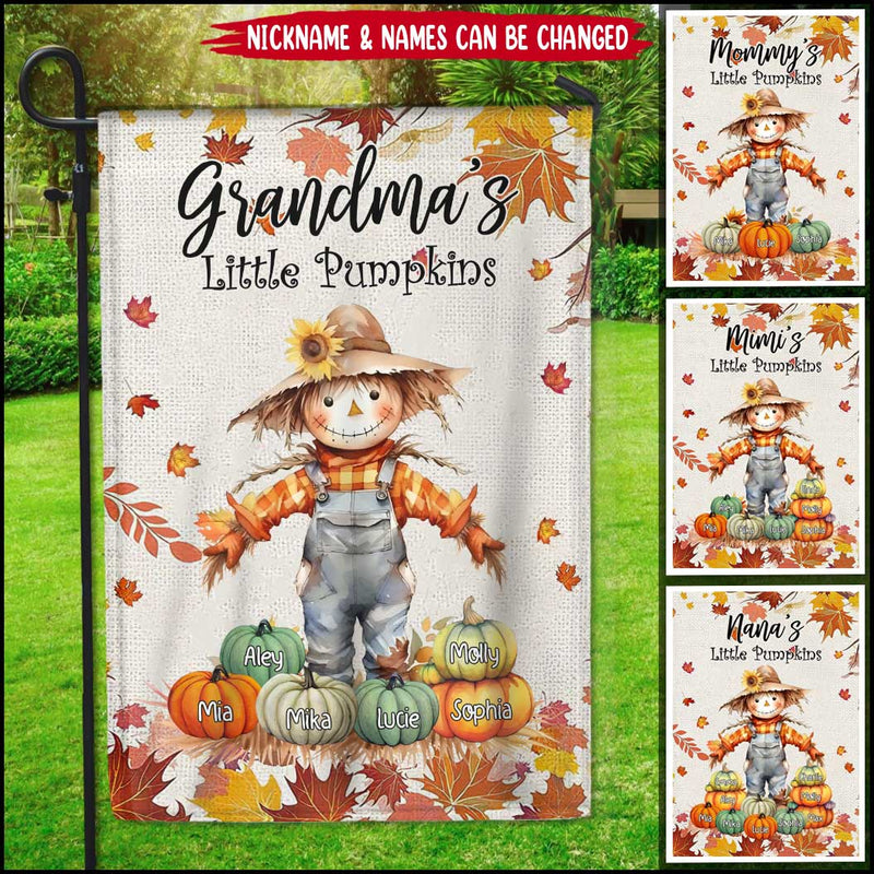Discover Grandma's little Pumpkin Gift For Grandma Pumpkin - Fall Season Scarecrow Personalized Flag