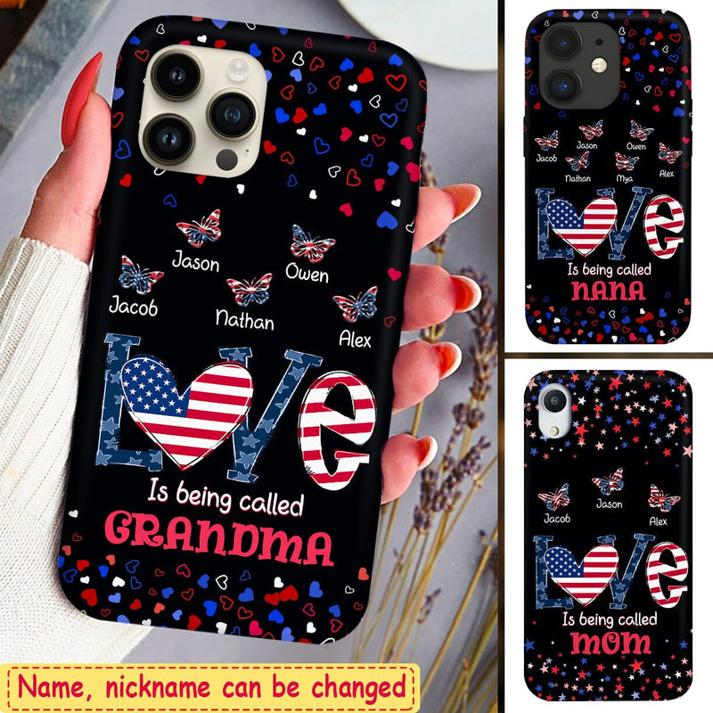 Discover 4th of July American Flag Grandma Mom Butterfly Kids Personalized Phone Case