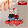 Doll Couple Sitting On Hearts Personalized Keychain NVL03DEC22VA4 Acrylic Keychain Humancustom - Unique Personalized Gifts 6.5x6.5 cm