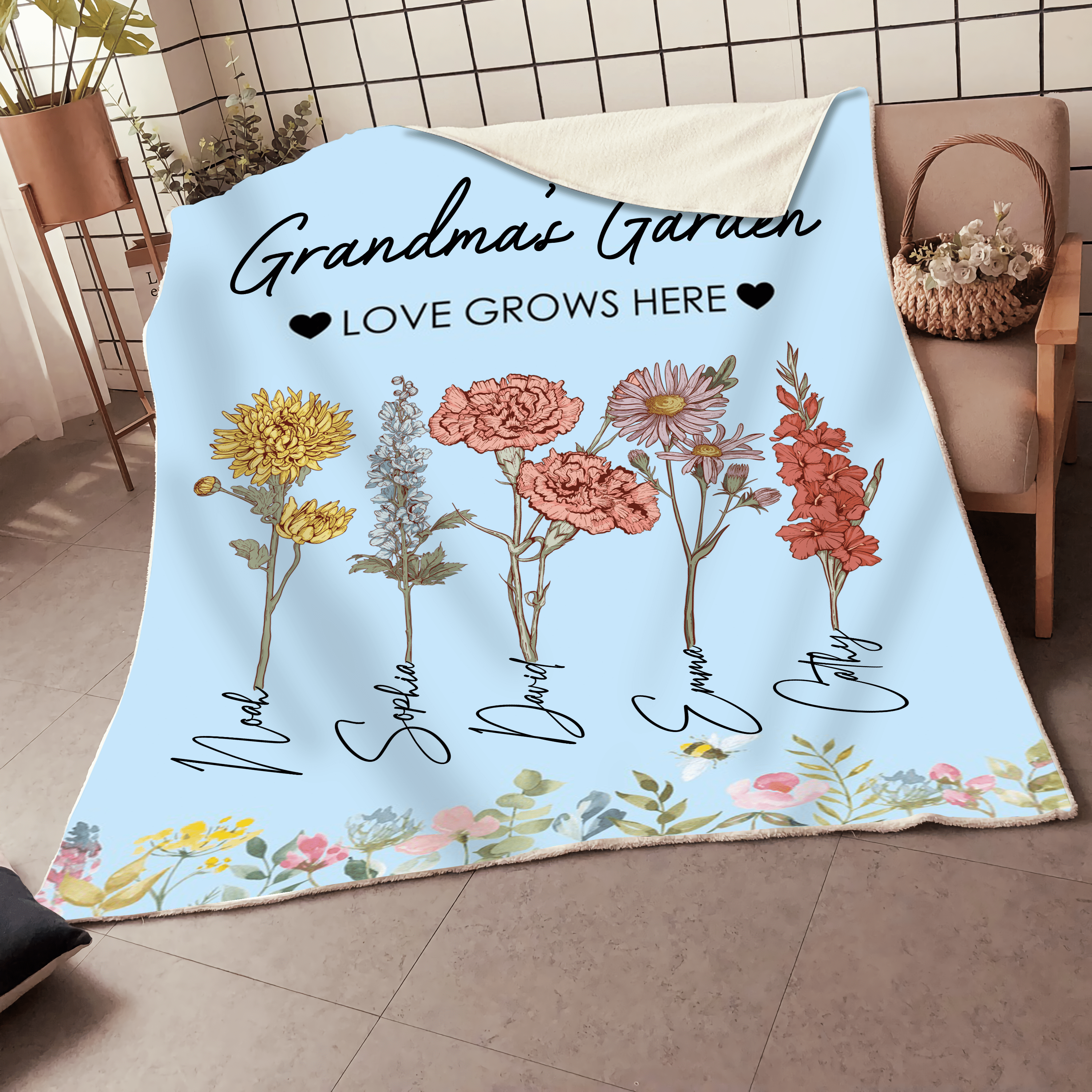 Grandma's Garden is Her Children Customized Blanket NVL03DEC23KL2 Fleece Blanket HumanCustom - Unique Personalized Gifts Made Just for You 