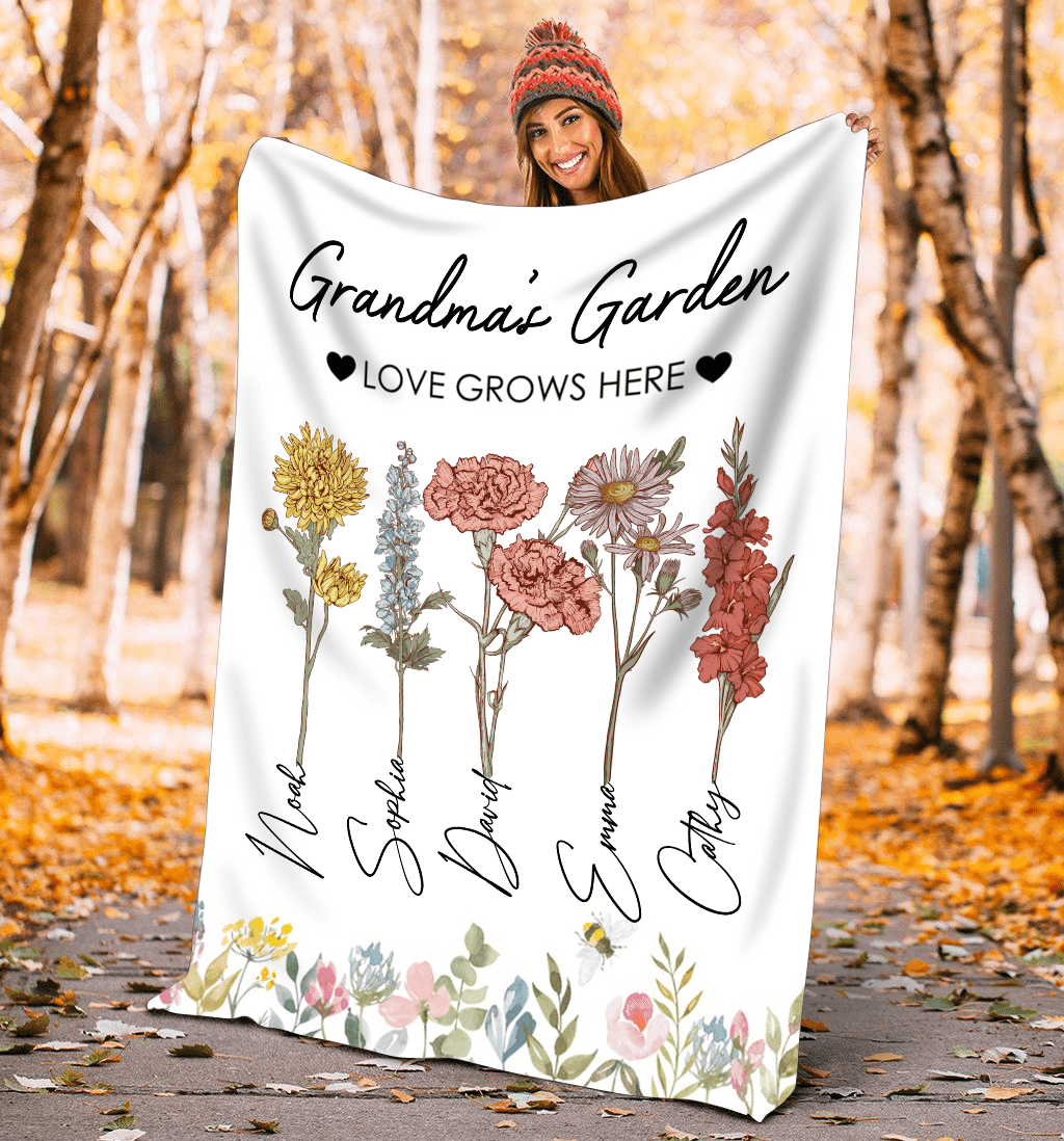 Grandma's Garden is Her Children Customized Blanket NVL03DEC23KL2 Fleece Blanket HumanCustom - Unique Personalized Gifts Made Just for You 