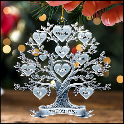 Family Tree Name - Gift For Parents Grandparents, Christmas Gifts For Families, Gifts From Children Grandchildren Personalized Acrylic Ornament NVL03NOV23KL1
