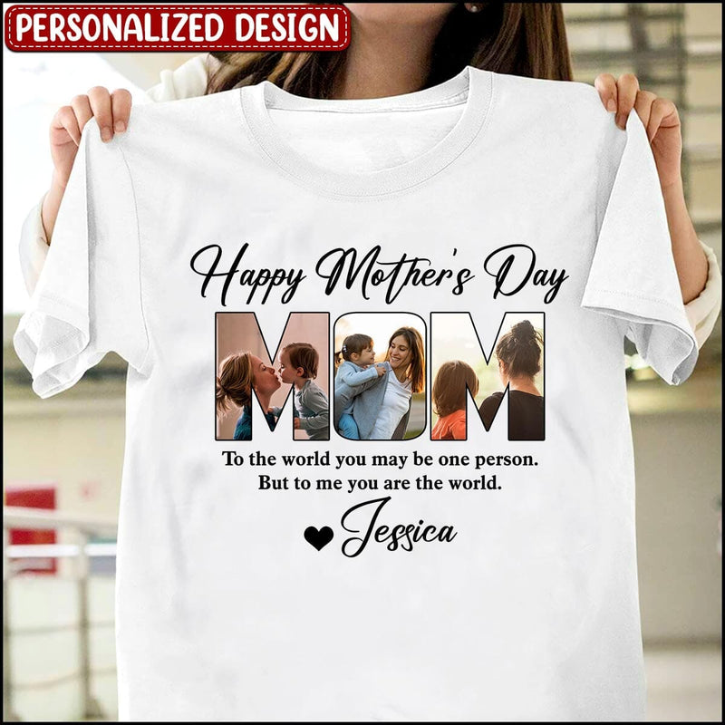 Discover Custom Upload Photo Gift For Nana Mom, Mother's Day To Our World Personalized T-Shirt