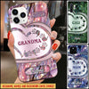 Sparkling Grandma- Mom With Heart Hand Prints Kids, Multi Colors Personalized Glass Phone Case NVL04JUN22TT2 Glass Phone Case Humancustom - Unique Personalized Gifts