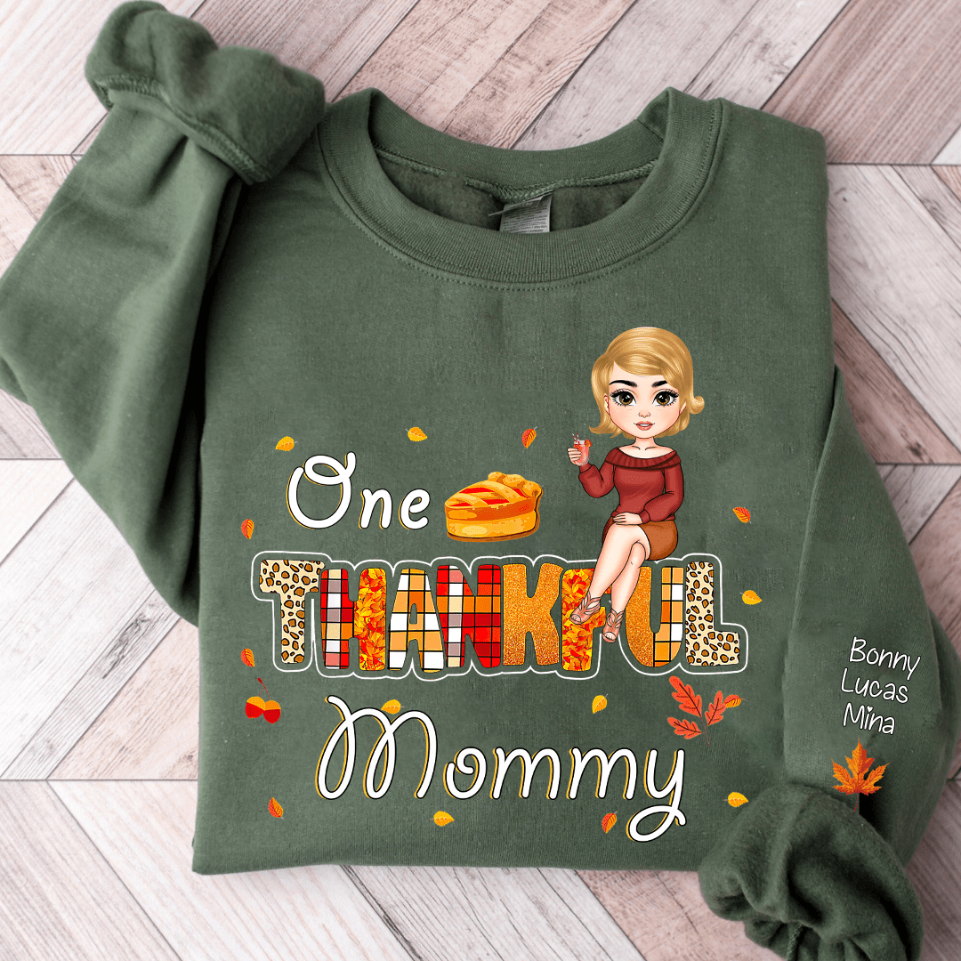 One Thankful Grandma - Personalized Sweatshirt - Thanksgiving, Birthday, Loving, Funny Gift for Grandma/Nana/Mimi, Mom, Wife, Grandparent NVL04NOV23KL2 2d sweatshirt HumanCustom - Unique Personalized Gifts Made Just for You 