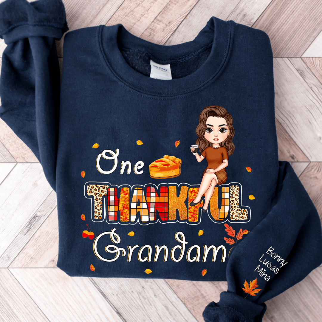 One Thankful Grandma - Personalized Sweatshirt - Thanksgiving, Birthday, Loving, Funny Gift for Grandma/Nana/Mimi, Mom, Wife, Grandparent NVL04NOV23KL2 2d sweatshirt HumanCustom - Unique Personalized Gifts Made Just for You 