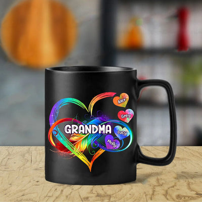 Personalized Grandma Mom Heart Rainbow Black Mug NVL05DEC23TT2 Black Mug HumanCustom - Unique Personalized Gifts Made Just for You