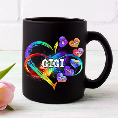 Personalized Grandma Mom Heart Rainbow Black Mug NVL05DEC23TT2 Black Mug HumanCustom - Unique Personalized Gifts Made Just for You