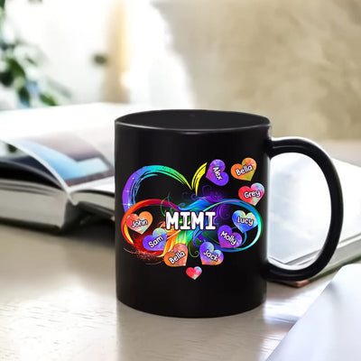 Personalized Grandma Mom Heart Rainbow Black Mug NVL05DEC23TT2 Black Mug HumanCustom - Unique Personalized Gifts Made Just for You