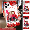 Valentine Doll Couple Sitting On Red Truck Personalized Phone Case NVL05JAN23VA2 Silicone Phone Case Humancustom - Unique Personalized Gifts Iphone iPhone 14