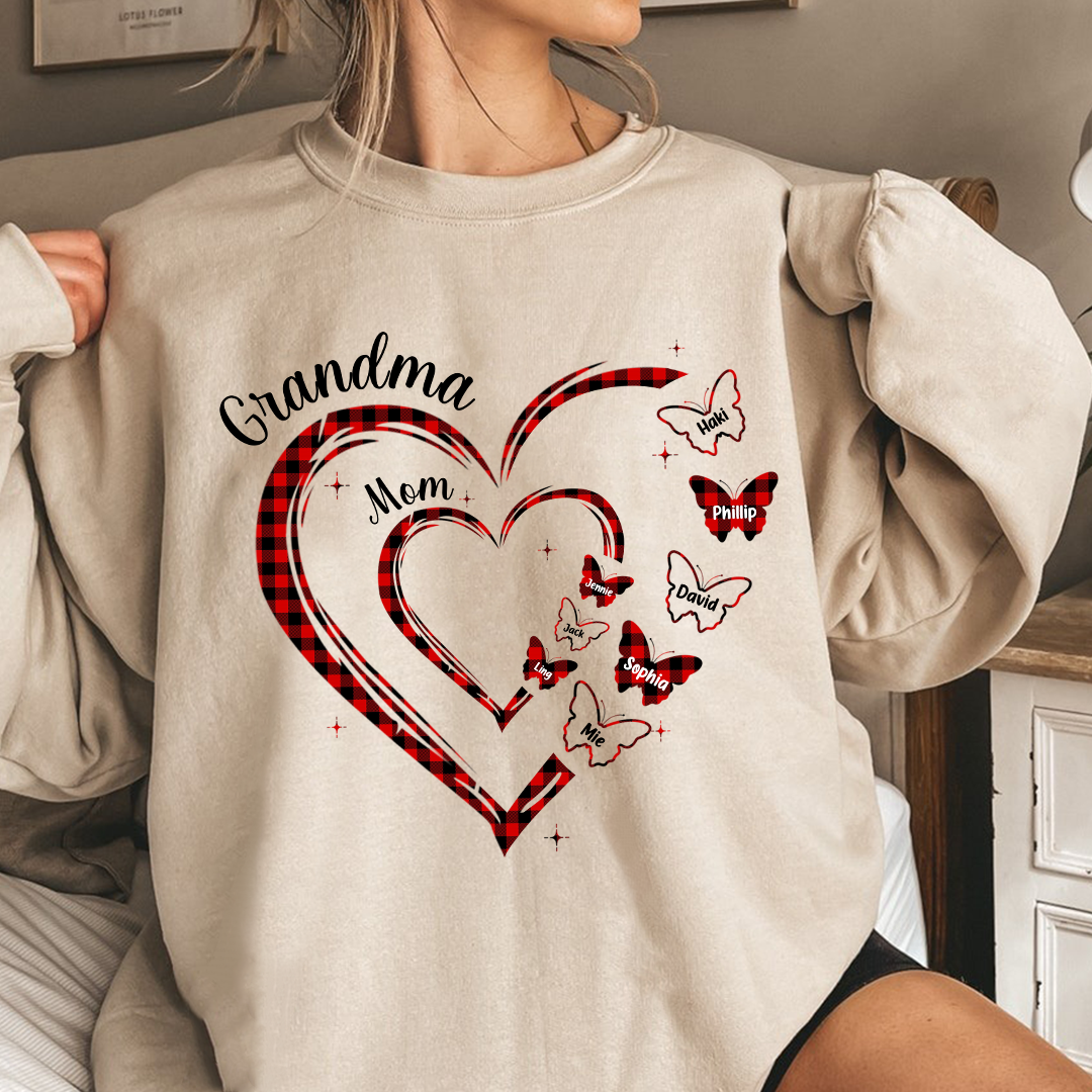 Mom Grandma And Grandkids Butterfly Gift For Grnadma Personalized Sweatshirt NVL05JAN24KL3