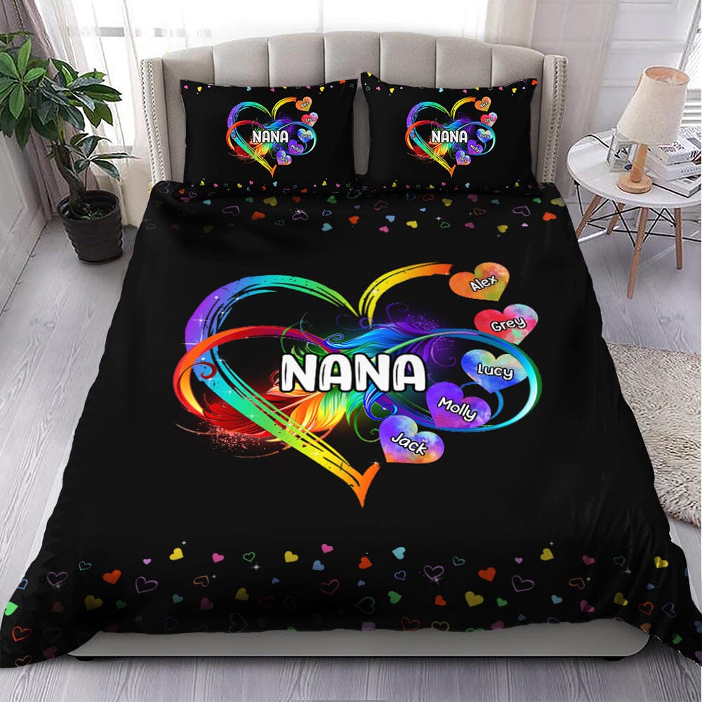 Personalized Grandma Mom Heart Rainbow Bedding Set NVL06DEC23TT1 Bedding Set HumanCustom - Unique Personalized Gifts Made Just for You US TWIN 