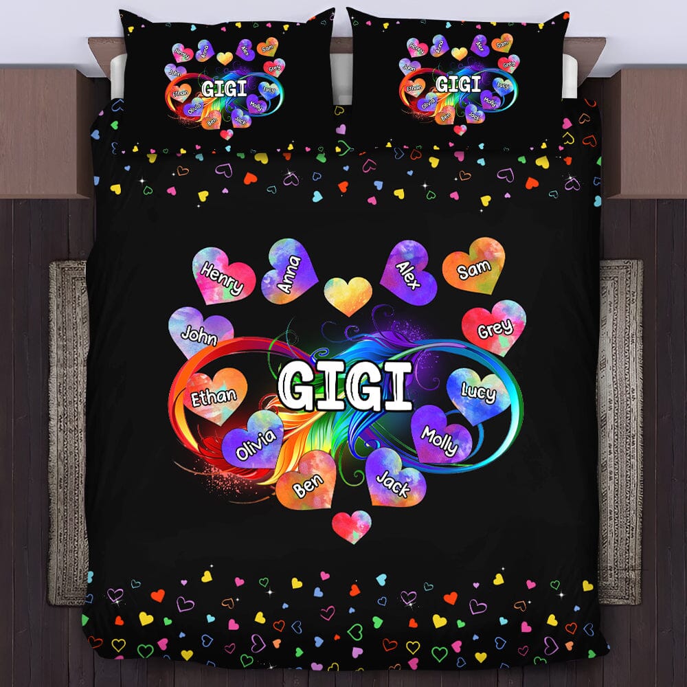 Personalized Grandma Mom Heart Rainbow Bedding Set NVL06DEC23TT1 Bedding Set HumanCustom - Unique Personalized Gifts Made Just for You 