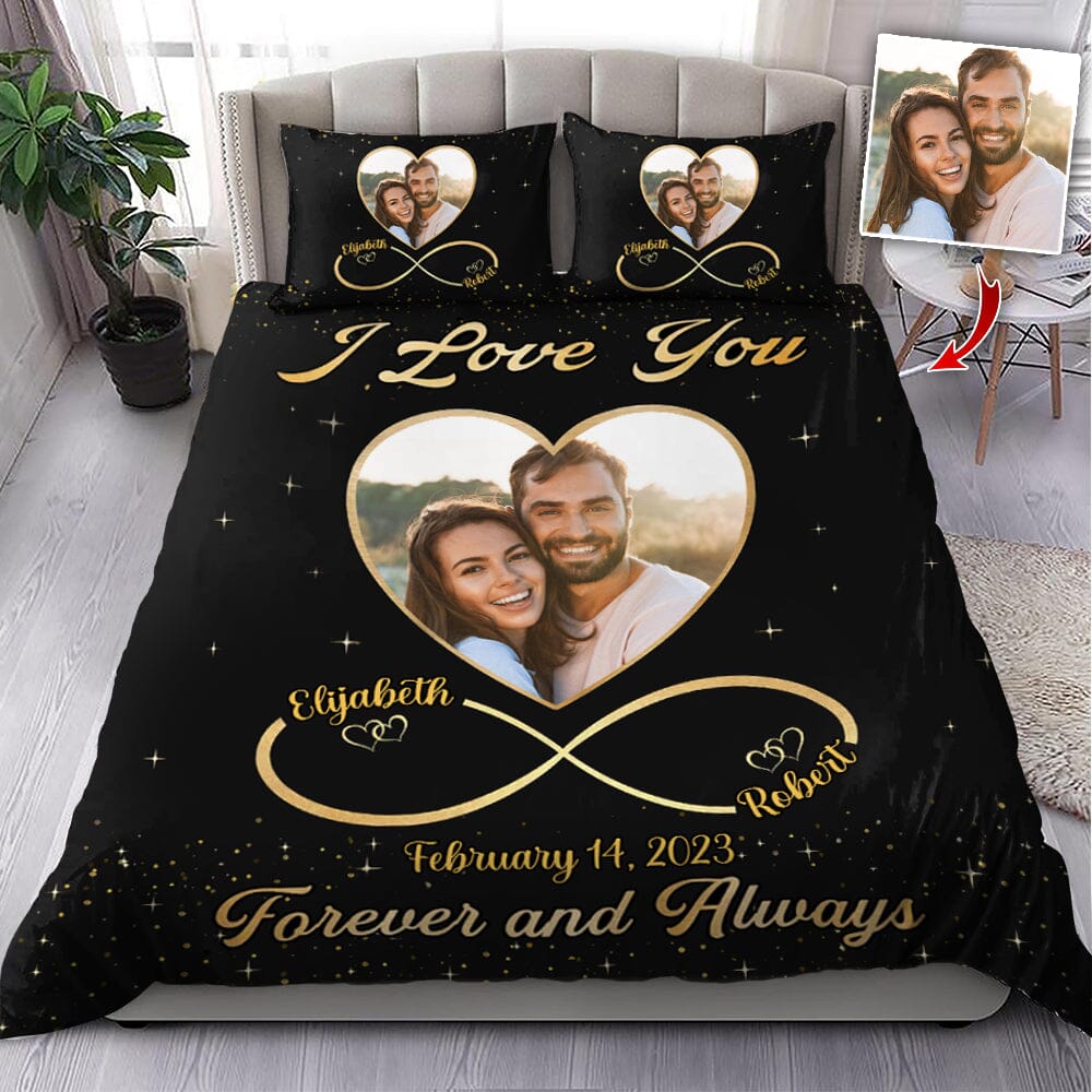 Custom Photo I Love You Forever And Always - Couple Personalized Custom Bedding Set - Gift For Husband Wife, Anniversary NVL06DEC23TT2 Bedding Set HumanCustom - Unique Personalized Gifts Made Just for You US TWIN 