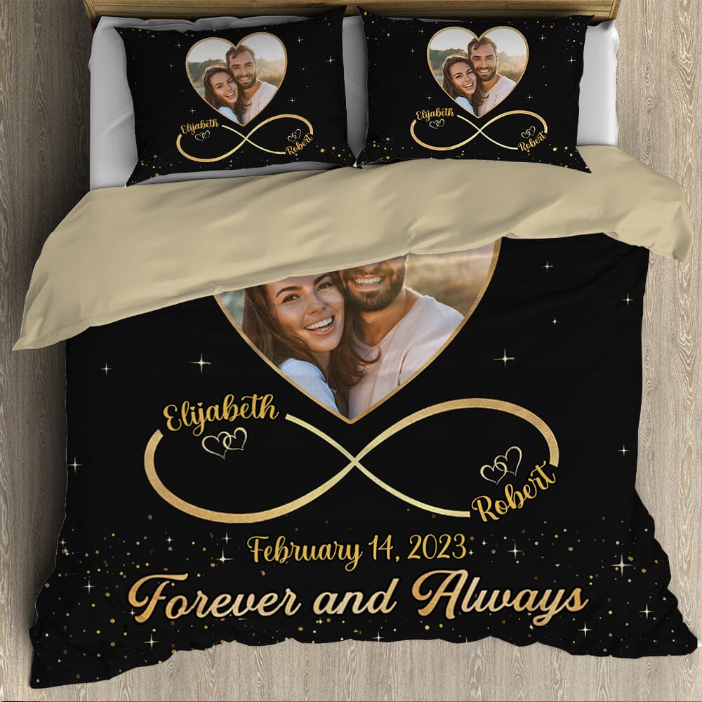 Custom Photo I Love You Forever And Always - Couple Personalized Custom Bedding Set - Gift For Husband Wife, Anniversary NVL06DEC23TT2 Bedding Set HumanCustom - Unique Personalized Gifts Made Just for You 