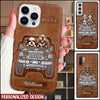 Personalized Dog Mom - Dog Dad, Jeep Puppy Pet Dog Lovers Leather Pattern Phone case NVL06JUL22DD1 Silicone Phone Case Humancustom - Unique Personalized Gifts