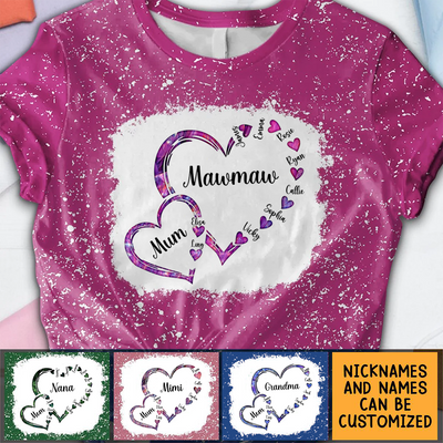 Personalized Mom Grandma And Kids Heart 3D T-shirt, Gift Idea For Mother Grandma NVL06MAR24KL1