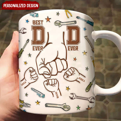 Best Dad Ever Hand To Hand - Happy Father's Day Personalized Edge-to-Edge Mug NVL06MAY24NY1