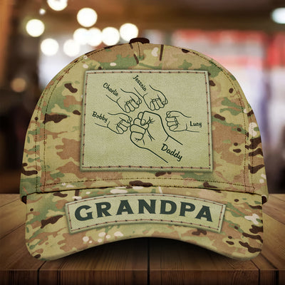 Grandpa Papa Daddy Veteran Fist Bump Fathers Day Family Personalized Cap NVL06MAY24TT2