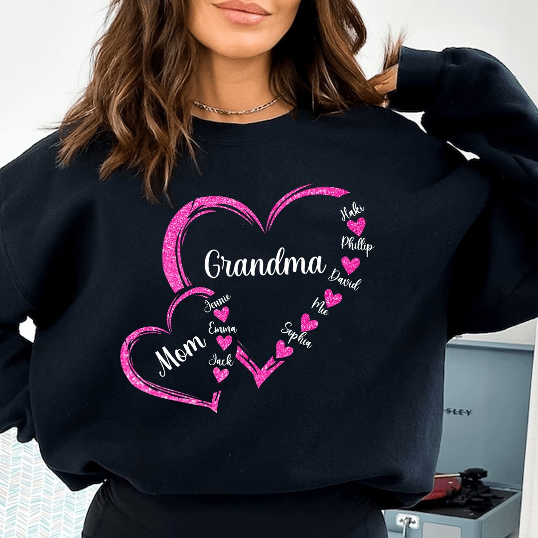 Personalized Mom Grandma And Grandkids Hearts Gift For Grandma Shirt NVL07DEC23KL2 Black T-shirt and Hoodie HumanCustom - Unique Personalized Gifts Made Just for You 