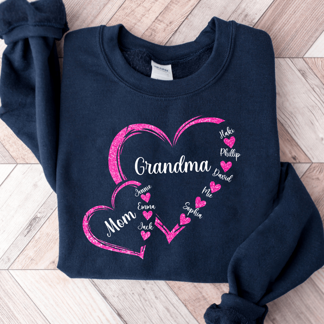 Personalized Mom Grandma And Grandkids Hearts Gift For Grandma Shirt NVL07DEC23KL2 Black T-shirt and Hoodie HumanCustom - Unique Personalized Gifts Made Just for You 