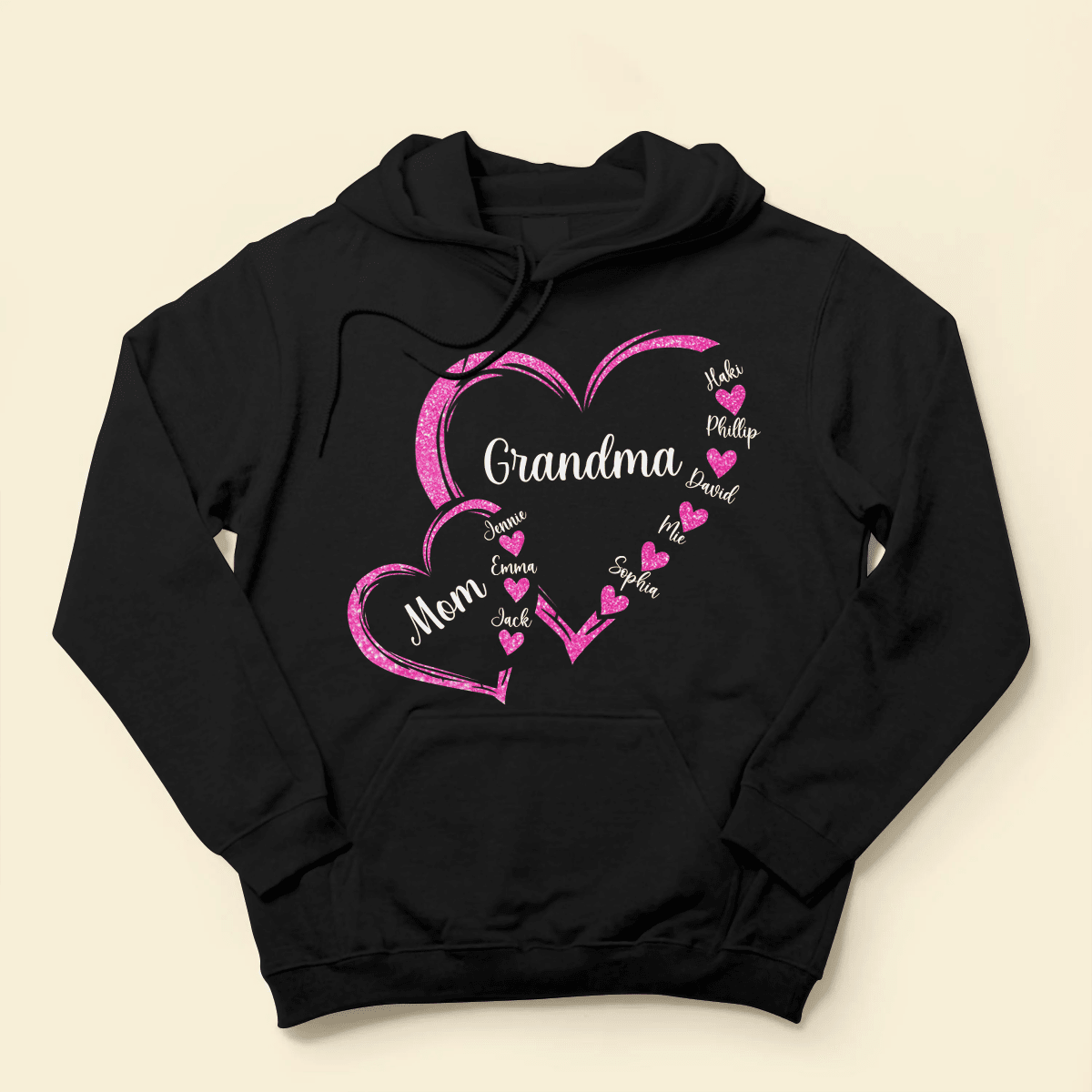 Personalized Mom Grandma And Grandkids Hearts Gift For Grandma Shirt NVL07DEC23KL2 Black T-shirt and Hoodie HumanCustom - Unique Personalized Gifts Made Just for You 