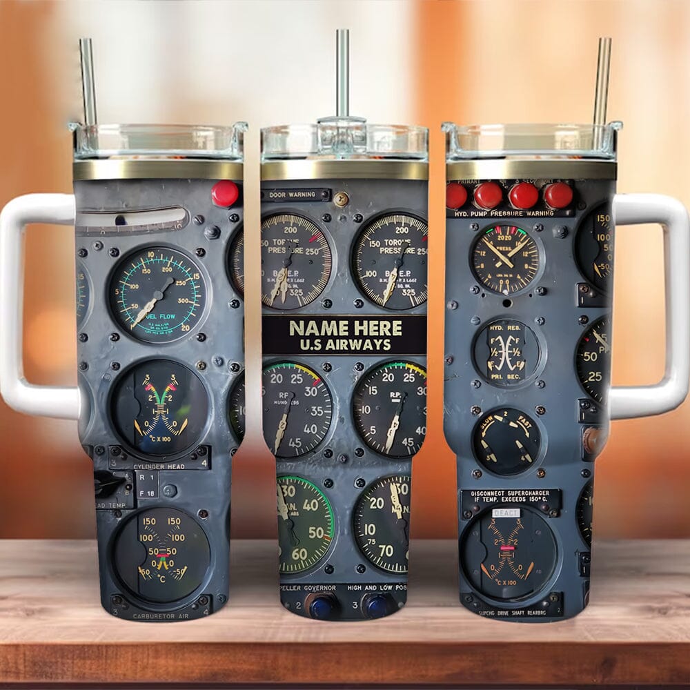 Flight Instruments Panel 40oz Tumbler With Straw, Personalized Gift For Pilo NVL07DEC23TT1 Tumbler With Straw HumanCustom - Unique Personalized Gifts Made Just for You 40OZ 