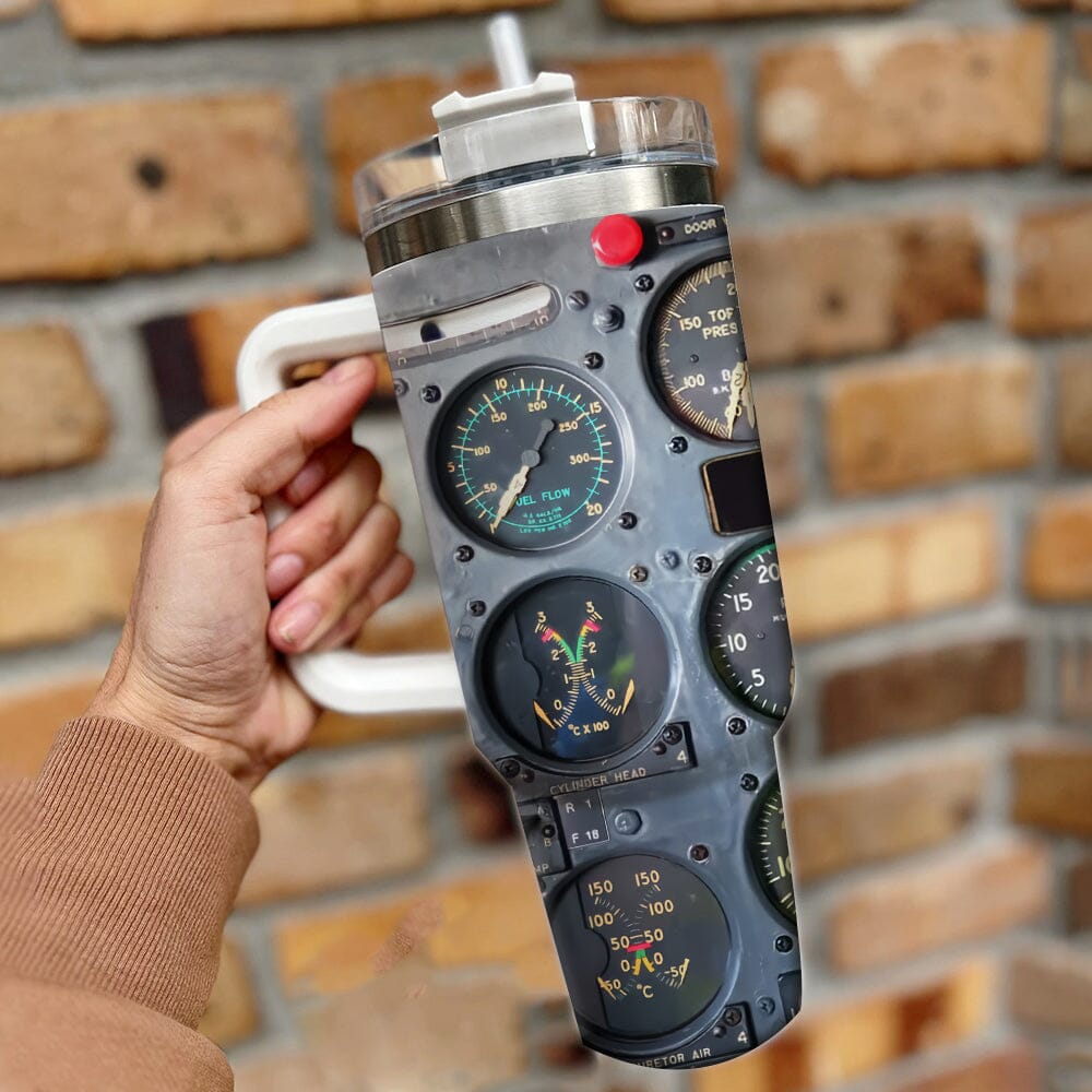 Flight Instruments Panel 40oz Tumbler With Straw, Personalized Gift For Pilo NVL07DEC23TT1 Tumbler With Straw HumanCustom - Unique Personalized Gifts Made Just for You 