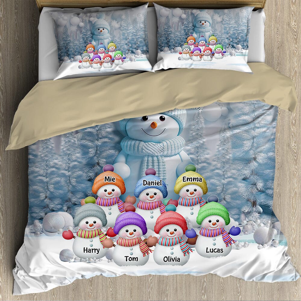 Christmas Blue Vibe Snowman Grandma Mom Colorful Kids Personalized Bedding Set NVL07DEC23VA1 Bedding Set HumanCustom - Unique Personalized Gifts Made Just for You 