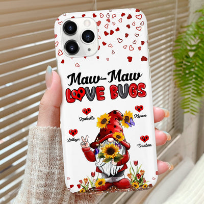 Red Gnome Grandma Auntie Mom Love Bugs, Mother's Day Gift Personalized Phone Case NVL07MAR23VA1 Silicone Phone Case Humancustom - Unique Personalized Gifts