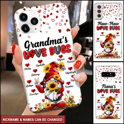 Red Gnome Grandma Auntie Mom Love Bugs, Mother's Day Gift Personalized Phone Case NVL07MAR23VA1 Silicone Phone Case Humancustom - Unique Personalized Gifts Iphone iPhone 14