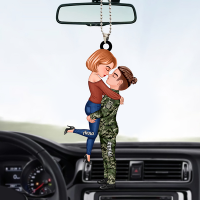 Personalized Car Ornament, Couple Portrait Army Gifts by Occupation NVL07SEP23KL1