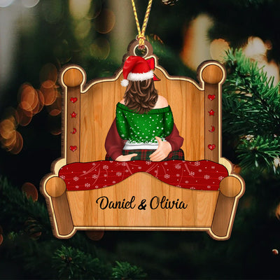 Kissing Couple Personalized Custom Shape Wooden Christmas Ornament NVL08SEP23VA2
